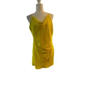 DANCE & MARVEL Lemon Yellow Slip Dress with Slight Cowl Neck in Sz Med